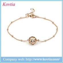 2016 new wholesale Wholesale Crystal Gemstone 14K Rose Gold Bracelet Lady Chains Anklet